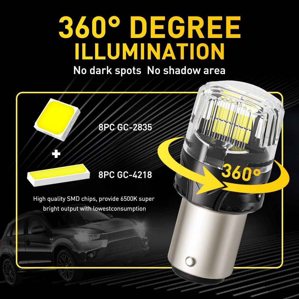 2x 1157 16SMD LED Tail Brake Stop Backup Reverse Turn Signal Light Bulbs White