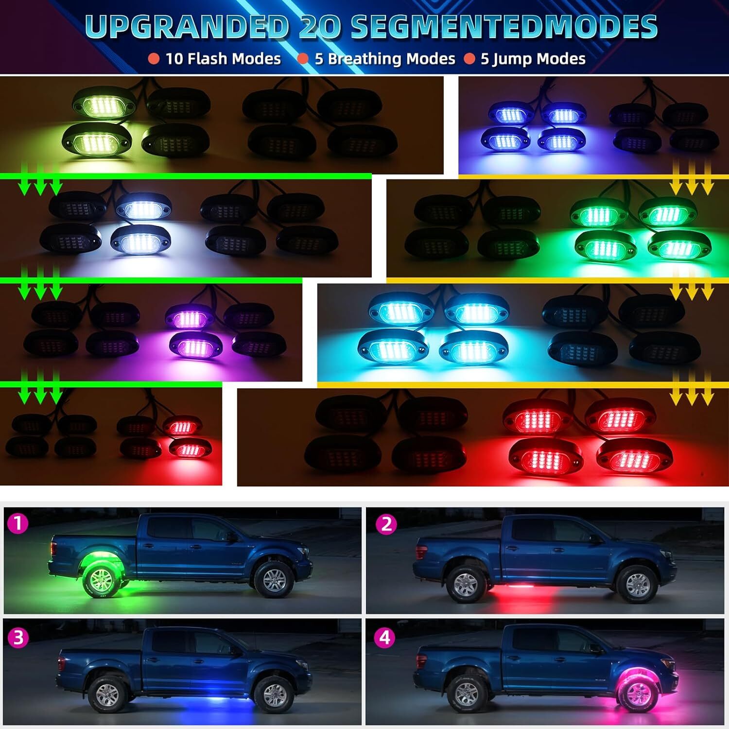 For Club Car EZGO Yamaha Golf Cart Kart 10X RGB LED Rock Lights Underglow Kit