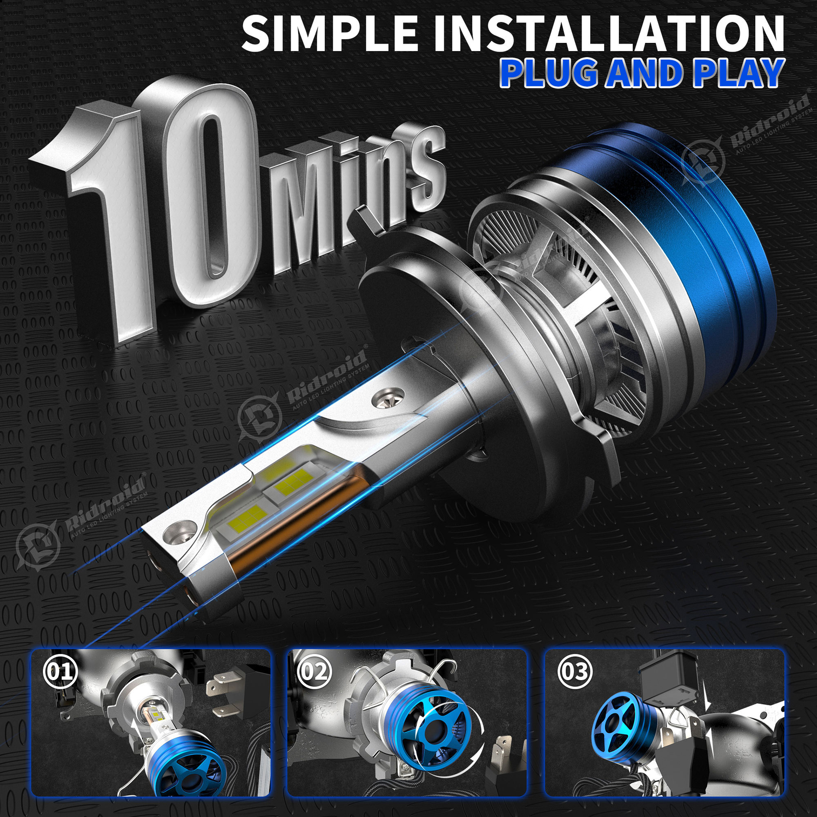 9003 H4 LED Headlight Bulbs Kit High-Low Beam Super Bright 160W 6500K Cool White