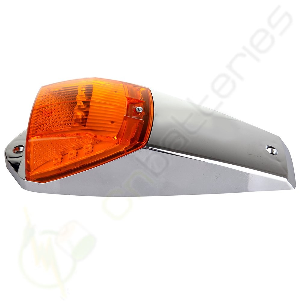2pc Amber Chrome 17 LED Cab Marker Lights for Peterbilt Kenworth Freightliner