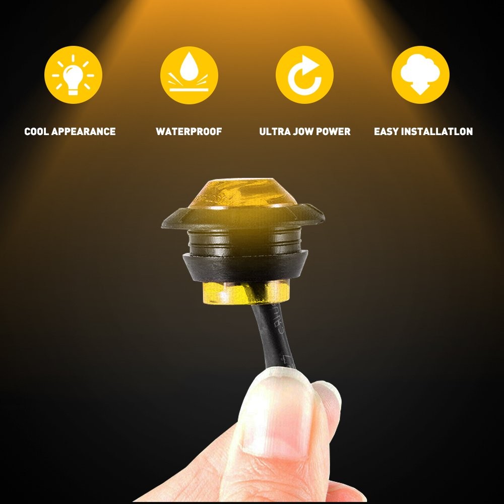 3/4″ Round Truck Trailer Side Marker Lights Amber Bullet LED Clearance 10-100x