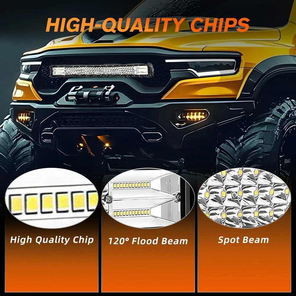 Tri-Row 20 26 34 42 52“ Led Light Bar Spot Flood Combo Lights Offroad Truck SUV
