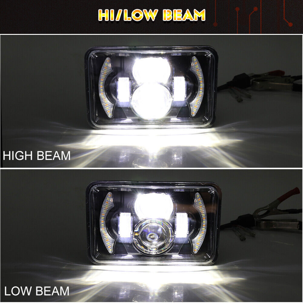 4PCS Fit 1982-1992 Chevrolet Camaro Z28 4×6″ LED Headlights Halo DRL Hi-Lo Beam