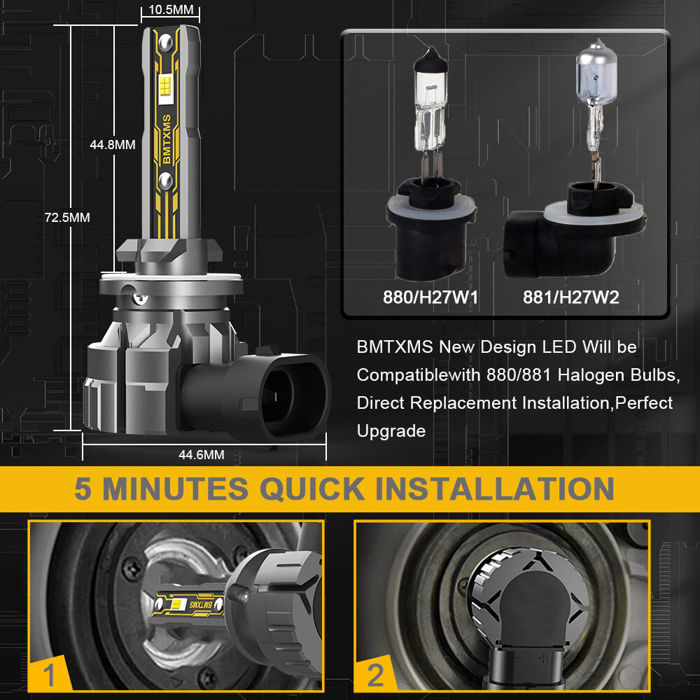 2pcs 881 899 H27W2 880 LED Fog Light Bulbs for GMC Envoy 2002-2009 White 6000K