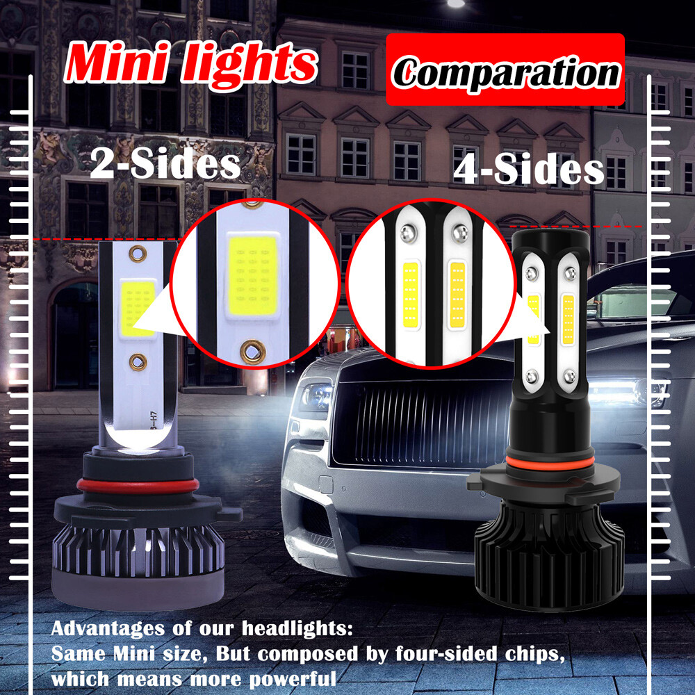4-Side 9005 9006 Combo LED Headlight Kit High Low Beam Bulb 6000K 4800W 720000LM
