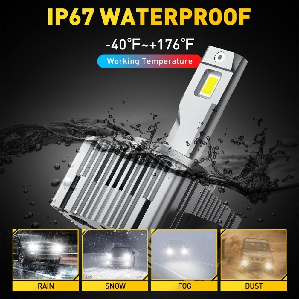 2X 200W 40000LM 6000K D3S D3R LED Headlight Bulbs Kit White HID Conversion Lamp