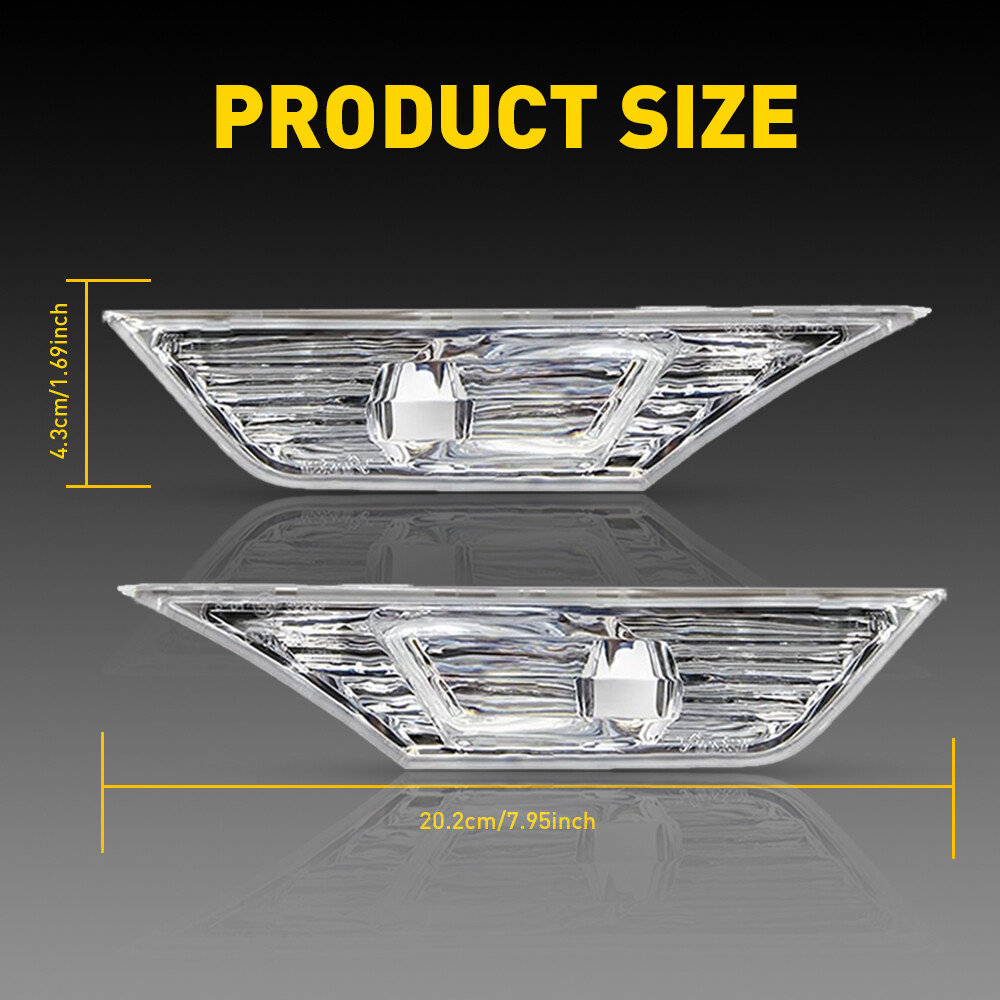 LED Side Marker Light for 2016-2021 Honda Civic Sedan/Hatchback/Coupe Clear Lens