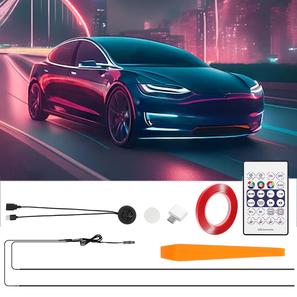 2* LED Atmosphere Interior Acrylic Strip Ambient Light For Tesla Model 3 S X Y