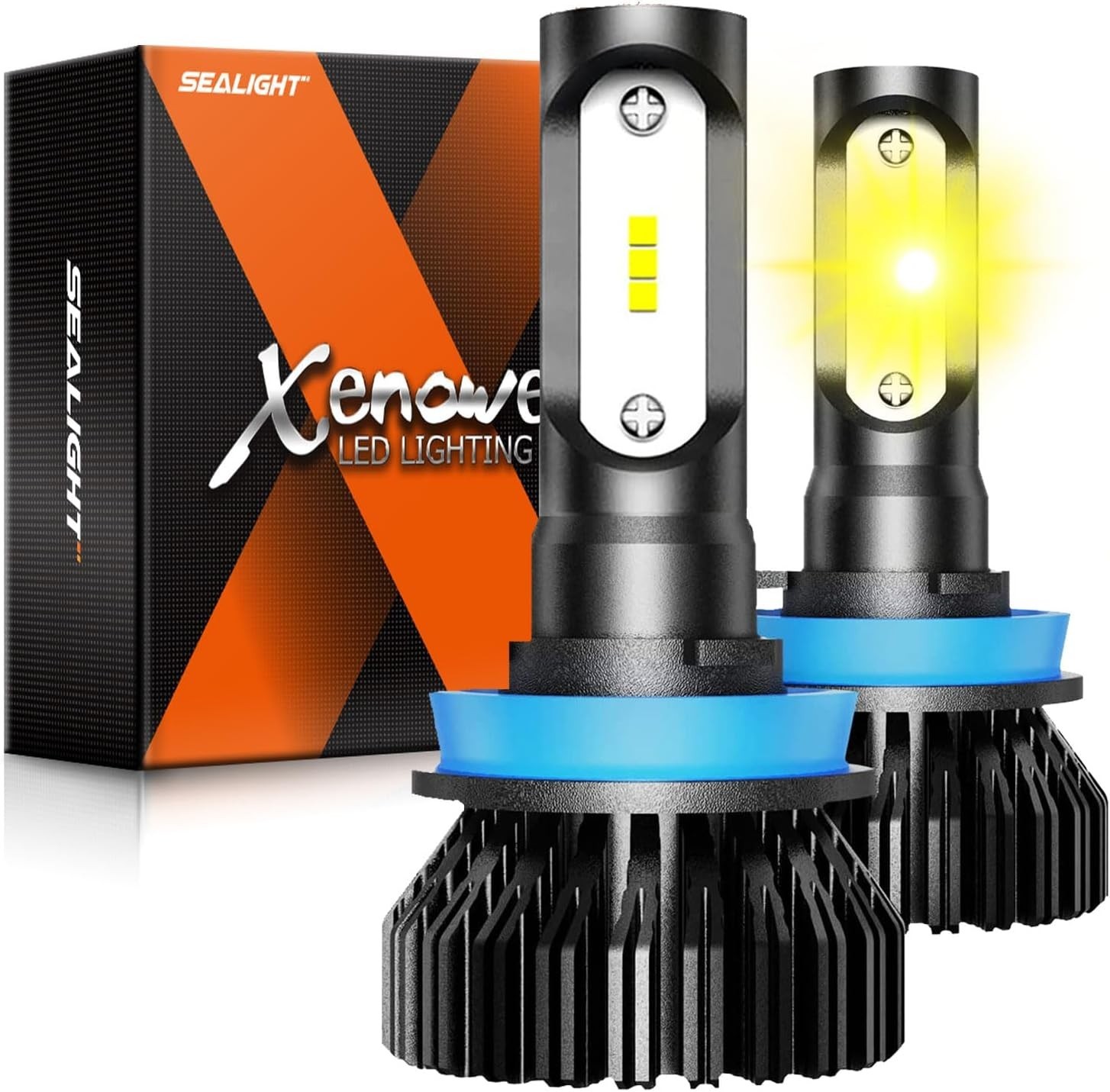 H11 H16 H8 LED Fog Light Bulbs 14000LM 3000K Amber Yellow