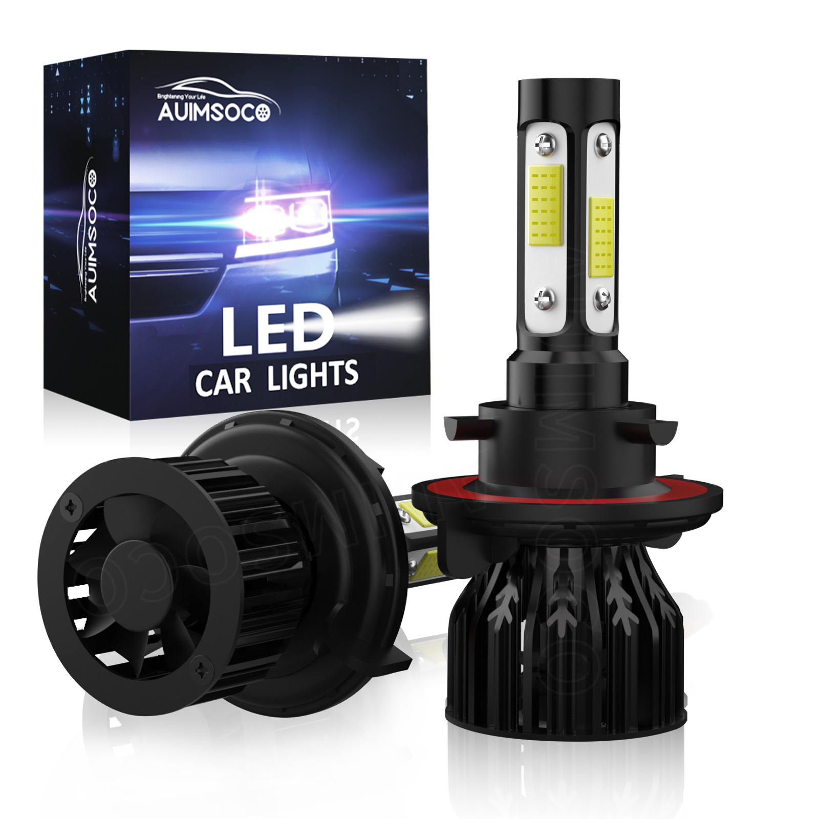 H13 9145 Combo LED Headlight Bulbs Kit High/Low Beam Super Bright 10000K White