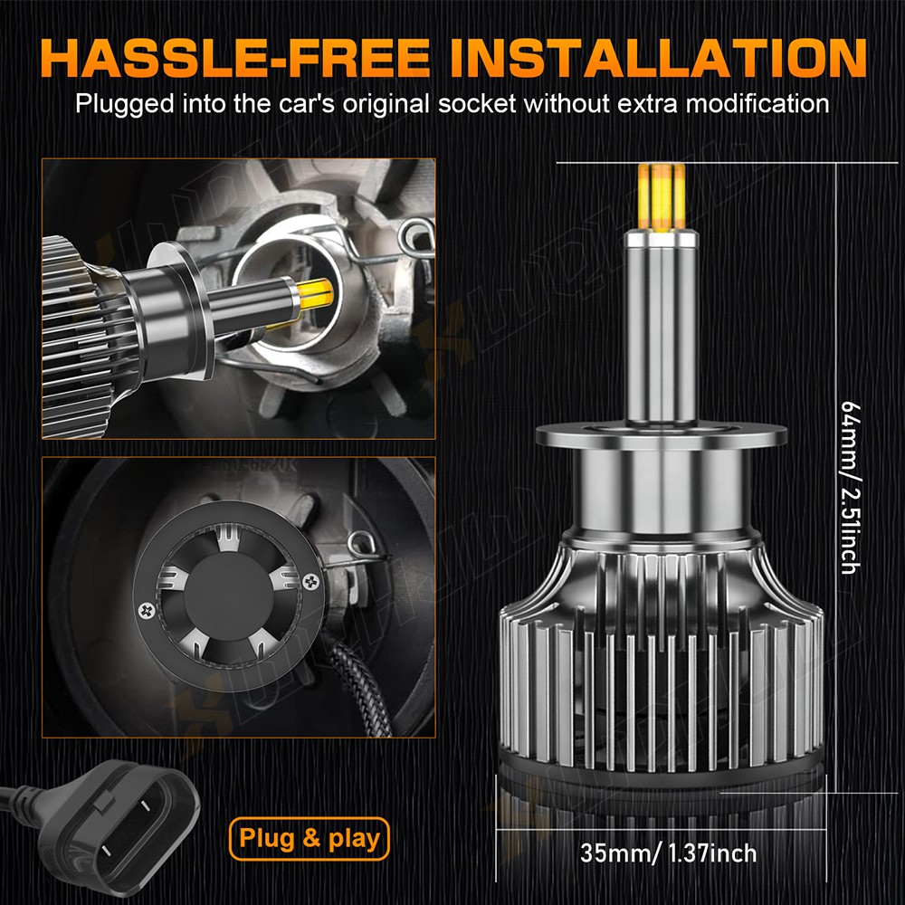 6-Sides 2x H1 160W 48000LM CSP LED Headlight Bulb Conversion Kit 6000K White