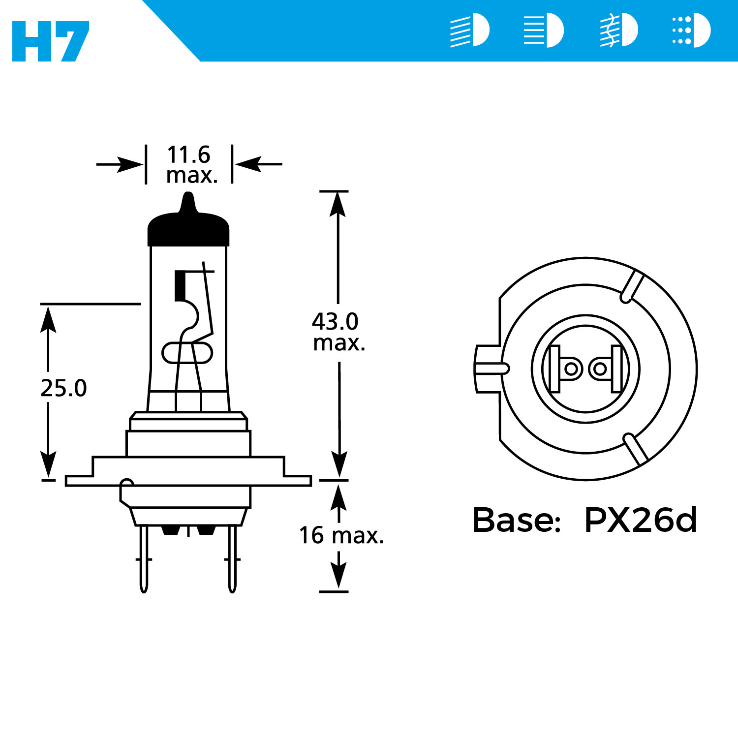 2 X H7 12v 55W Quality Standard Car headlight Halogen Bulbs For Cars (499) New