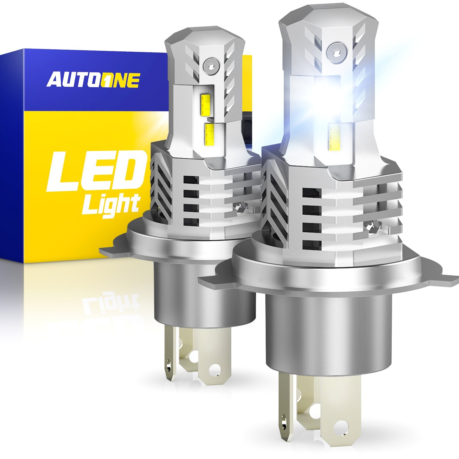 2x AUTOONE H4 9003 6000k Super White Kit LED Headlight Bulb High Low Bulbs E1