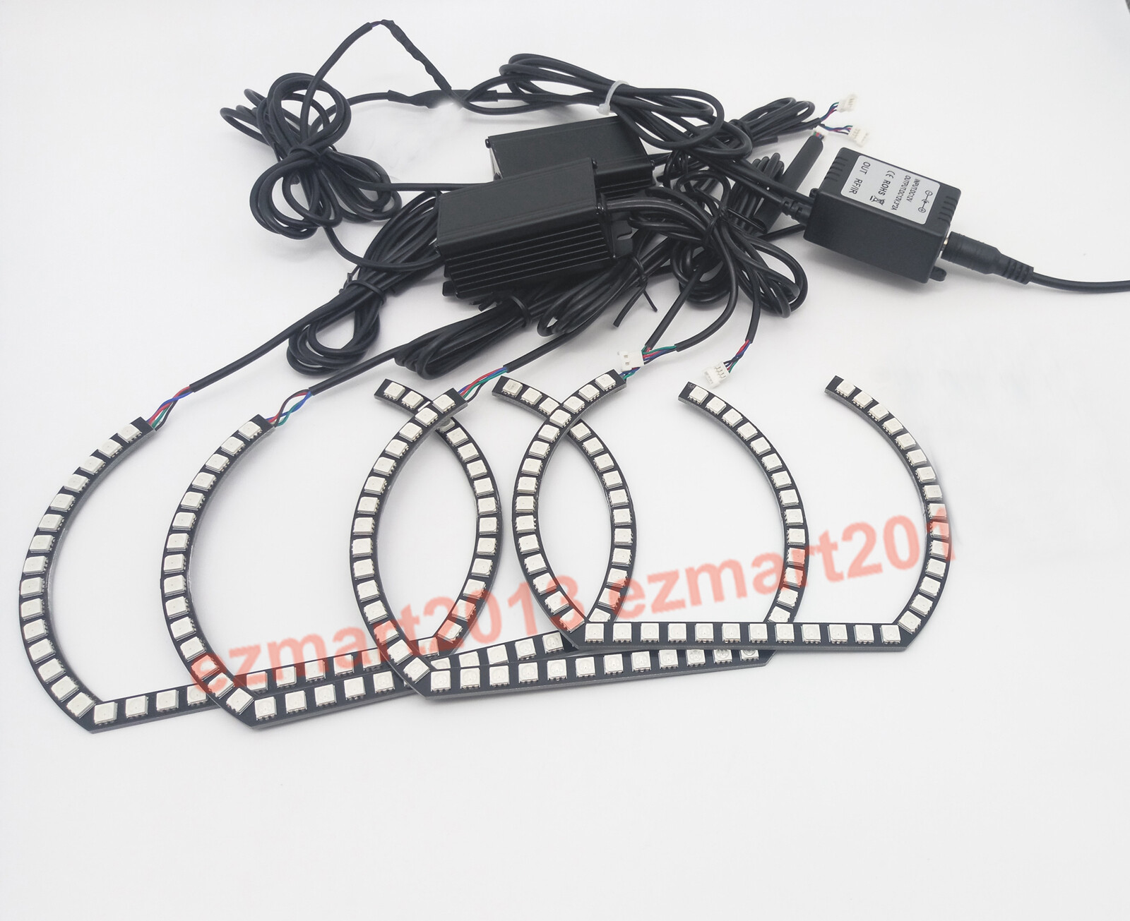 RGB LED halo rings for Chevrolet Silverado 07-14 headlight U style Bluetooth DRL