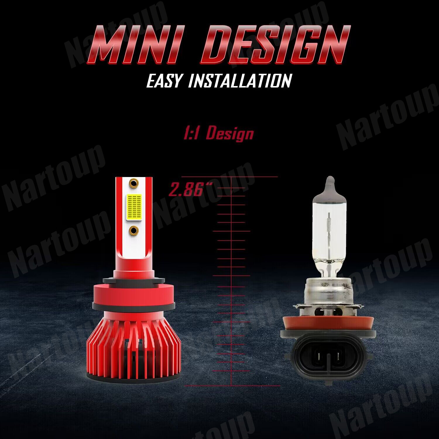MINI 9005+H11 Combo LED Headlight Bulbs Kit High Low Beam 6000K White US 4PCS