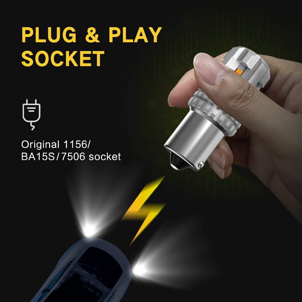 Amber/Yellow 1156A BA15S High Power LED Turn Signal Light Bulb SideMarker 2/4x