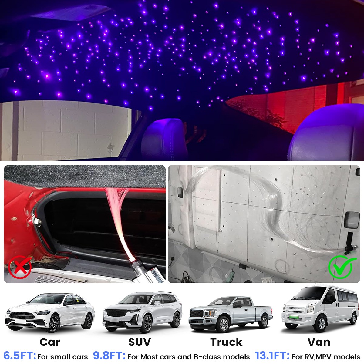 Starlight Car Floor Mats Starlight headliner kit+RGB Interior Ambient Lights