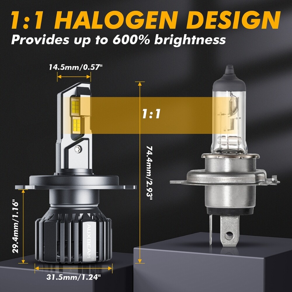 Auxbeam High Low Beam 9003 H4 HB2 LED Headlight Bulbs 25000LM 6500K White CANBUS