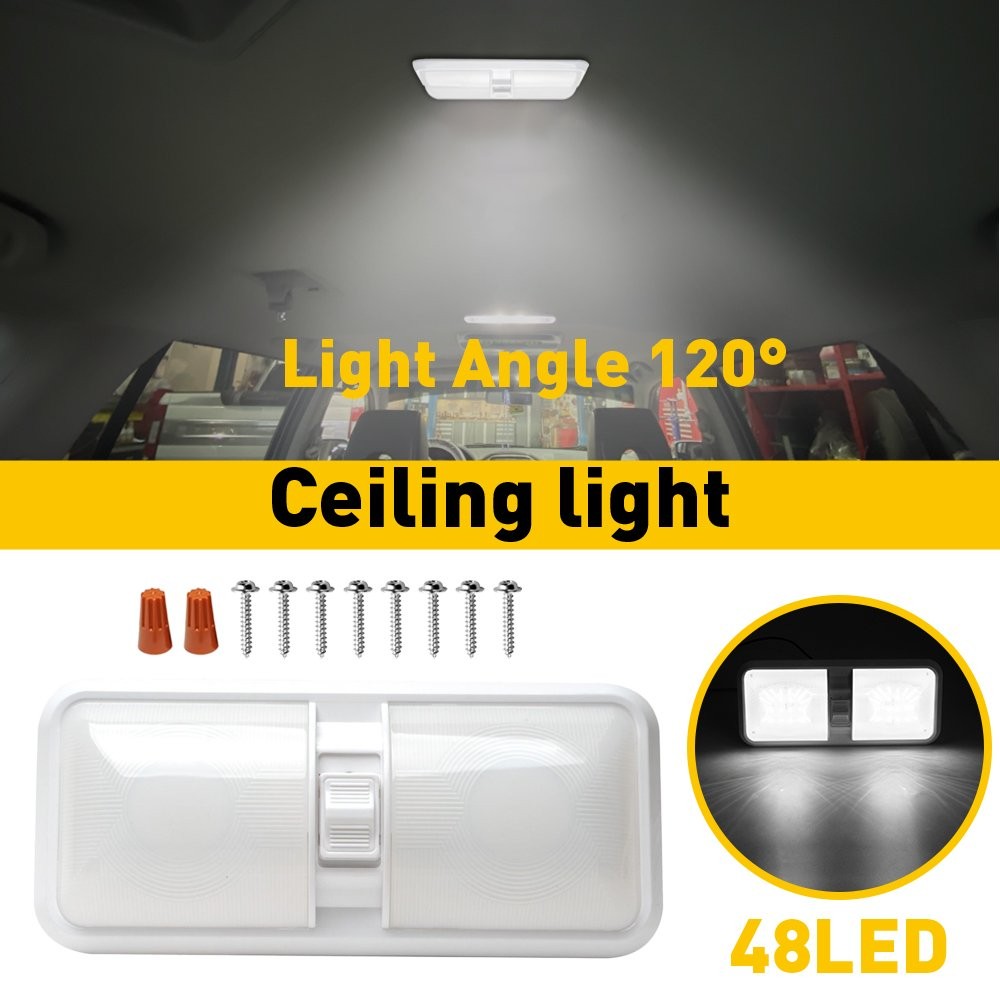 RV Interior 48 Light LEDs Ceiling Camper Trailer 11V-18V 600LM with Switch White