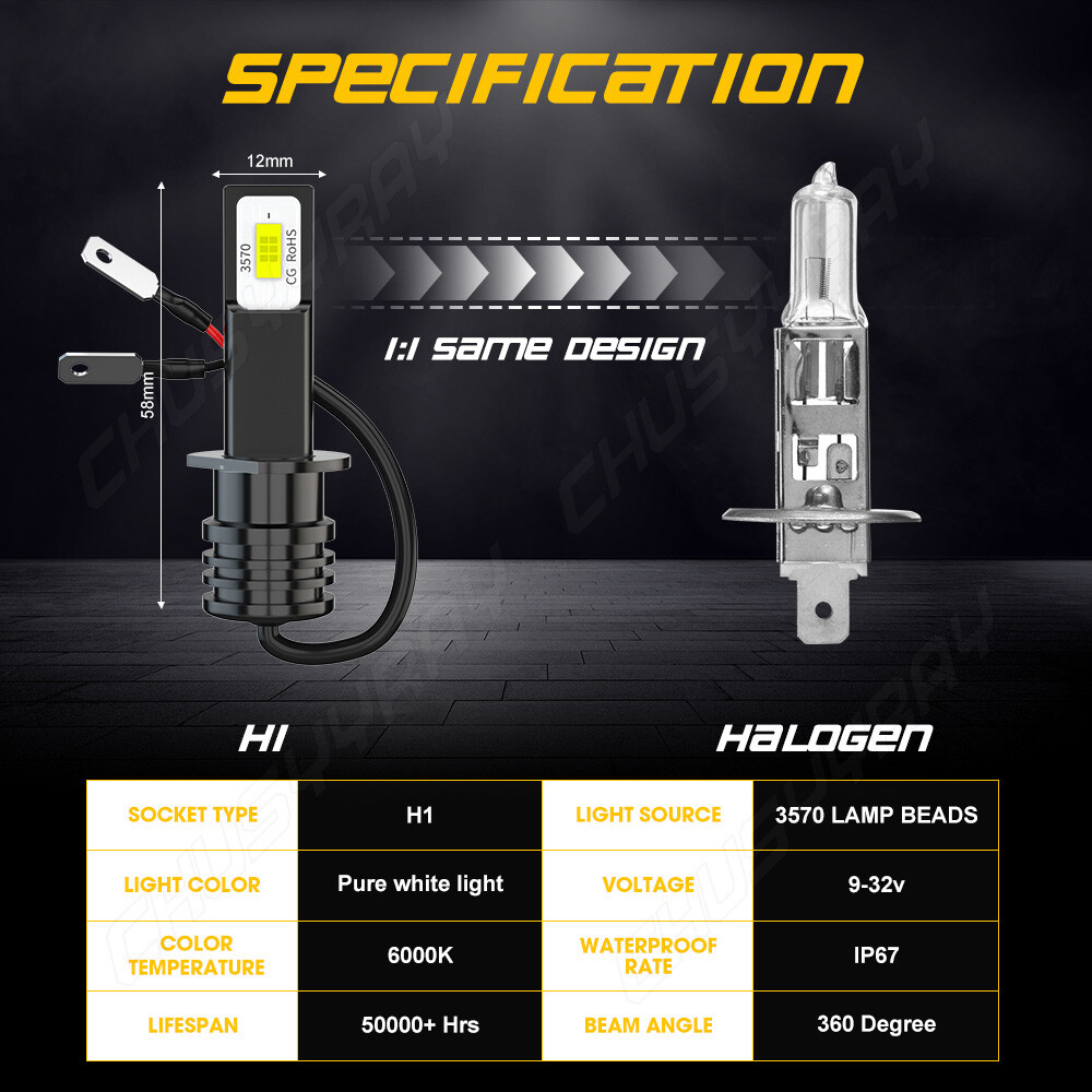 For Ford Focus 2012-2018 3570 CSP LED Headlight H1 Bulbs Kit High Beam White