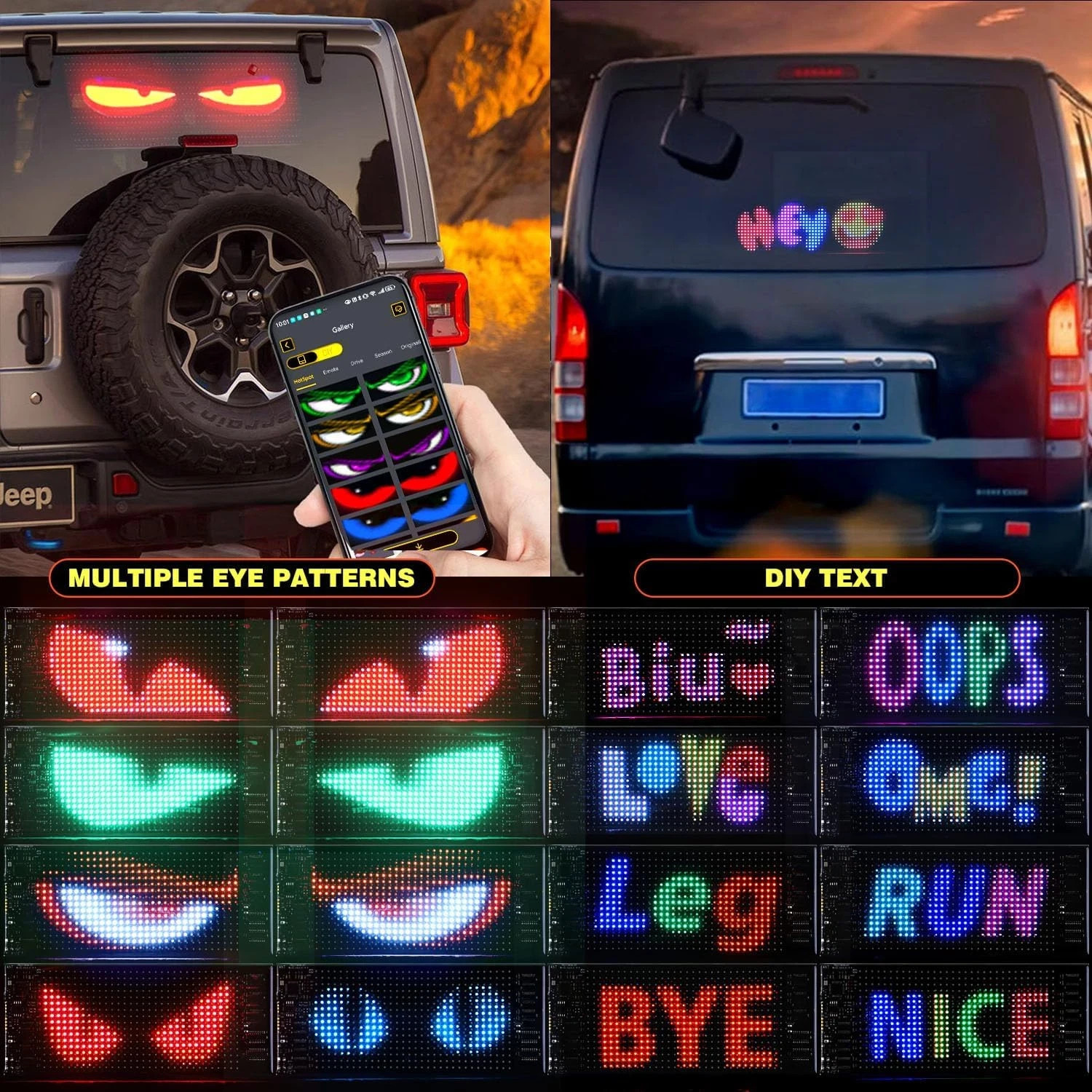 Truck-Specific Devil’s Eye LED-Screen Car Eye Light Truck Dynamic LED Light US