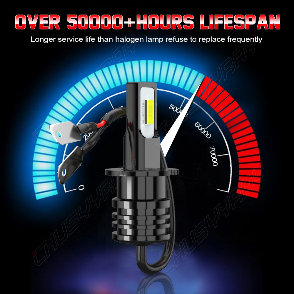2Pcs H3 LED Fog Light Bulb Conversion Kit Super Bright White DRL Lamp 6000K 200W