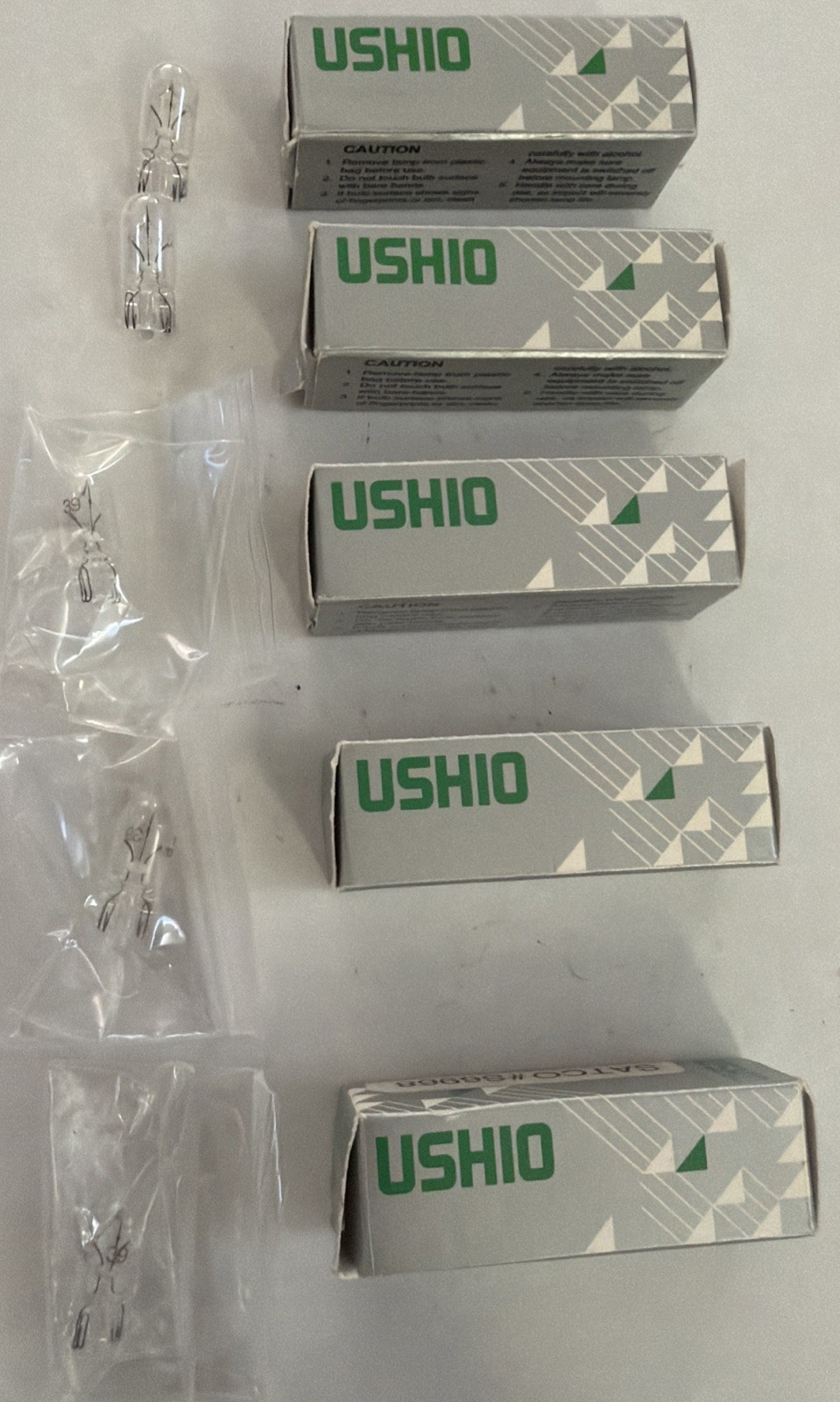 Lot of 5 USHIO Satco S6969 3W-12V Clear Wedge S6968 Mini Automotive Light Bulb