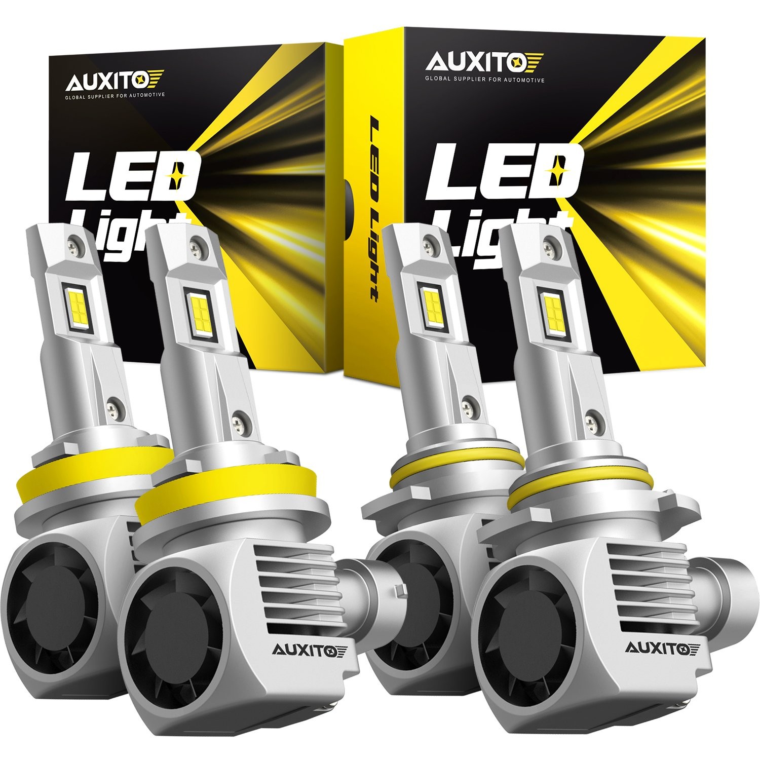 Super Bright Auxito LED Headlights High Low Beam 9005 H11 Lamp Kit Plug Play Q16