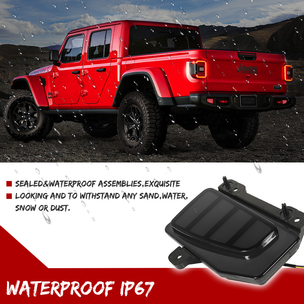 Smoked Bumper Reflector LED Tail/Brake Sequential Signal For Jeep Gladiator JT