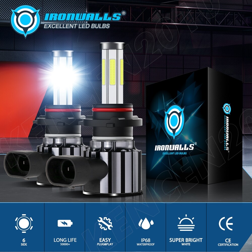6-sides 9005 LED Headlight High Beam Bulbs 6500K White For Ford Ranger 2019-2024