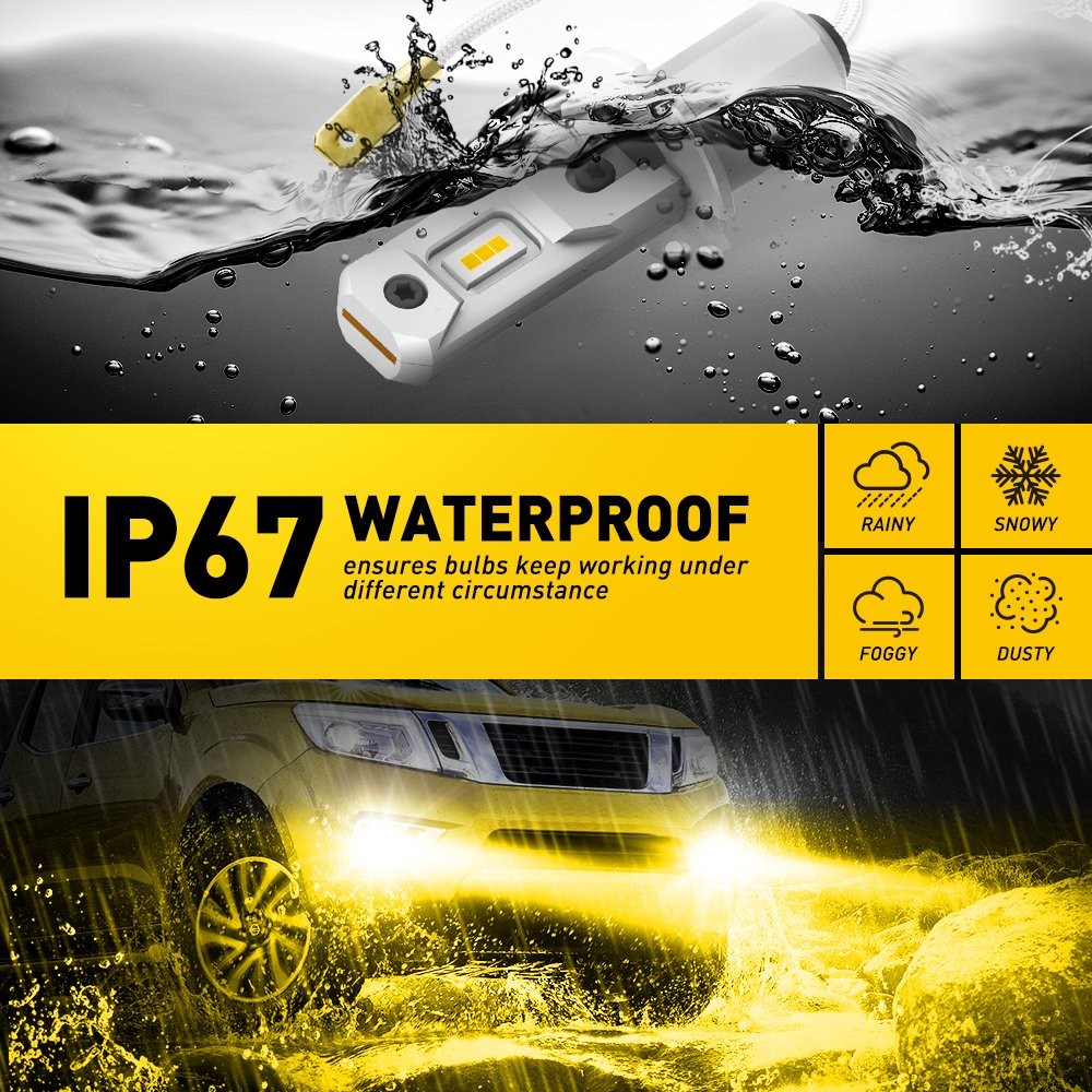 3000K Amber H3 LED Fog Light Driving Bulbs DRL Conversion Kit 4000LM 30W 2PCS A