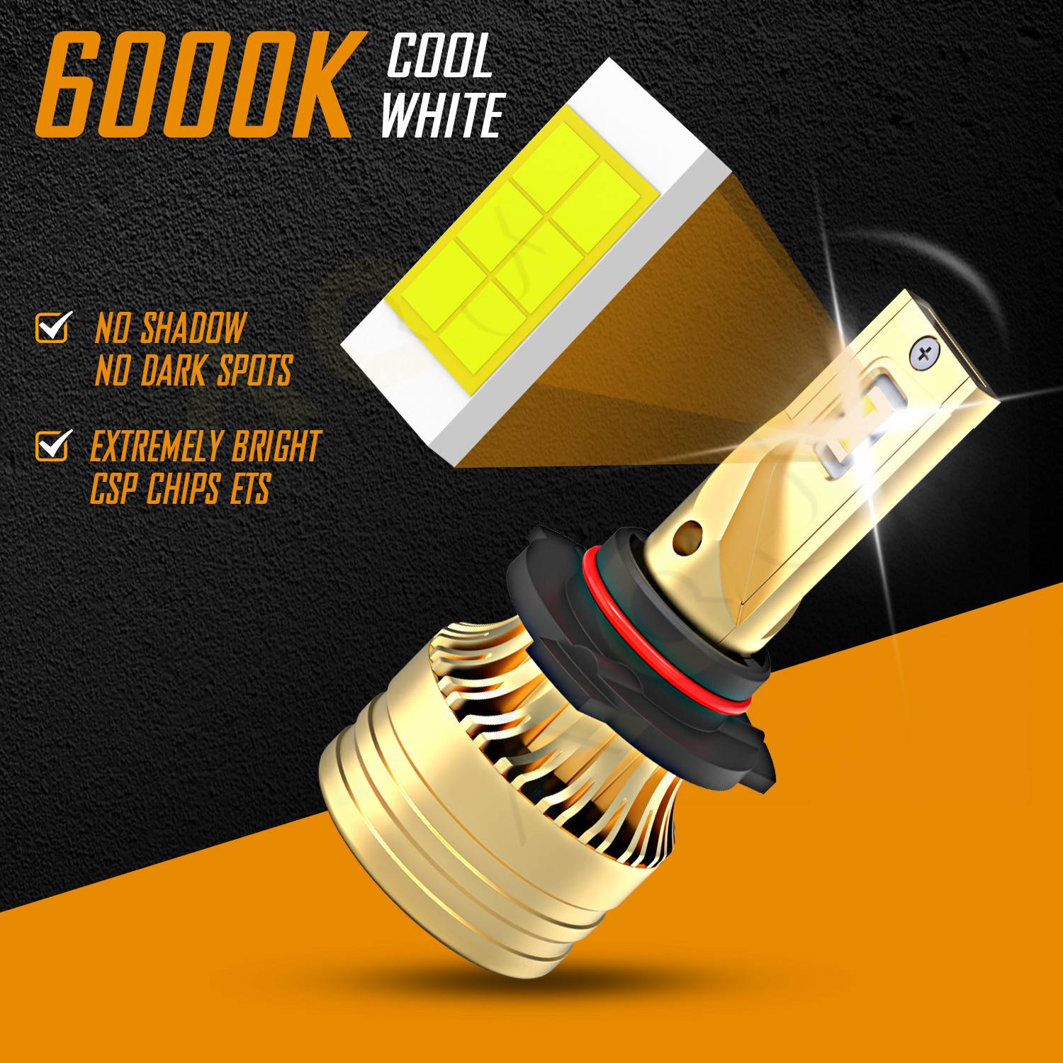 US 9012 LED Headlight High Low Beam H16/5202/2504 Fog Light Bulbs Kit 6000K 4pcs