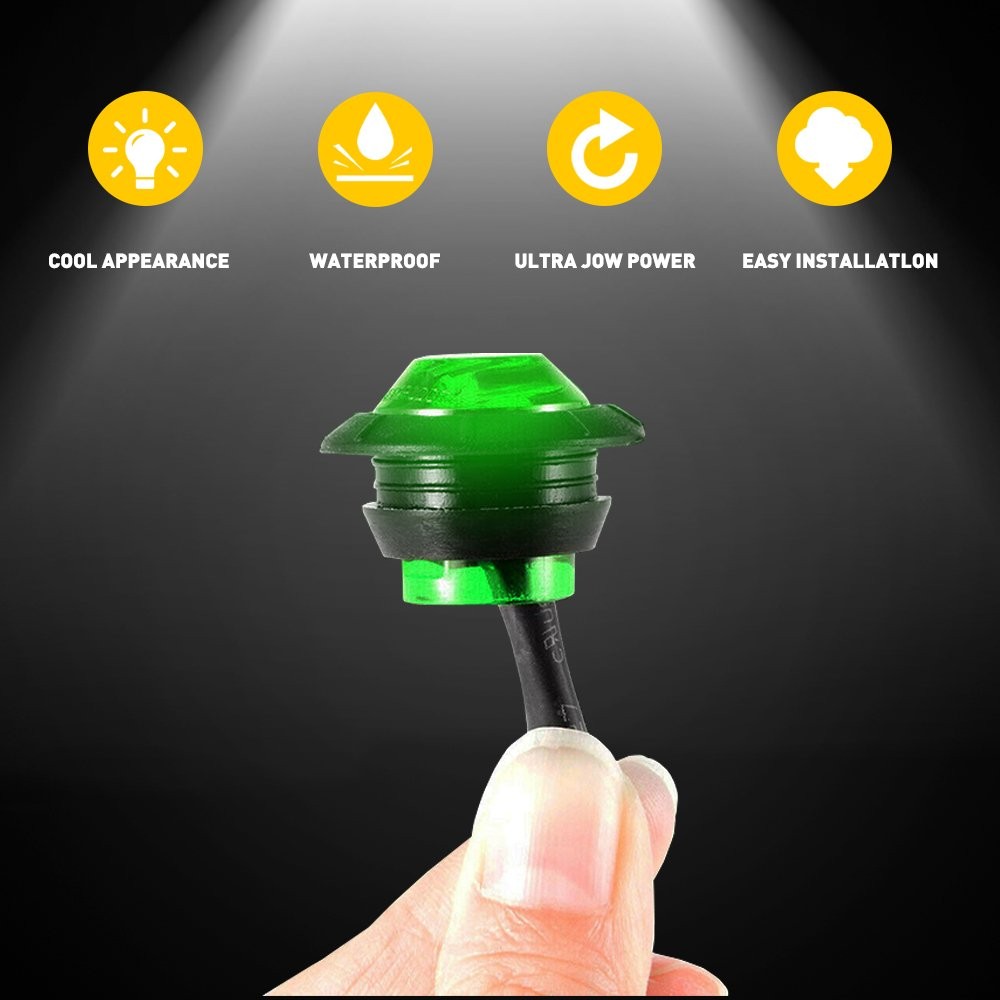Green Round Marker Lights 3/4″LED Truck Trailer 12V Bullet Side Clearance Light