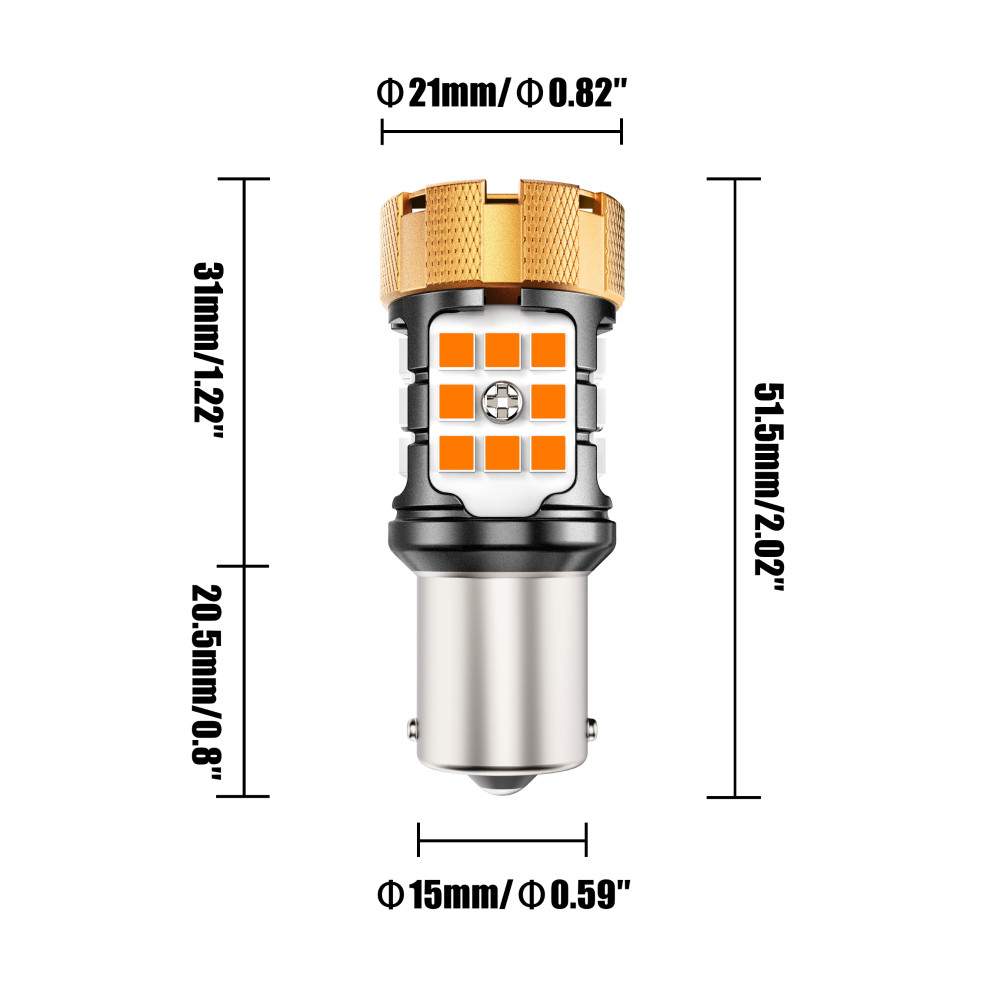 AUXBEAM 1156 LED Turn Signal Light Bulb Canbus Error Free 3000K Amber 50W 8000LM