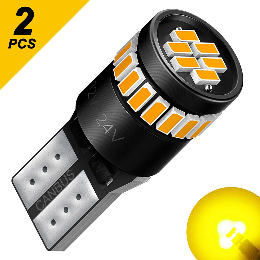 AUXITO T10 168 194 2825 Amber LED License Plate Light Globe Canbus Car Side Bulb
