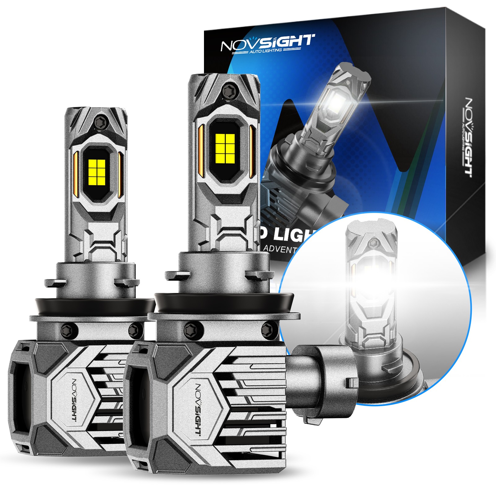 NOVSIGHT H11 9005 9006 LED Headlight Bulb 30000LM High/Low Beam 6500K White Lamp