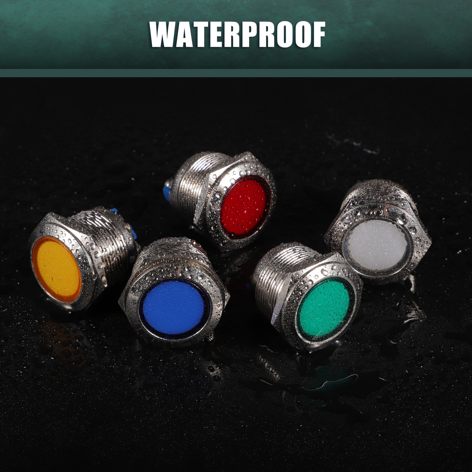 5 Pcs 22mm LED Waterproof Indicator Signal Warning Light Interior Multicolor