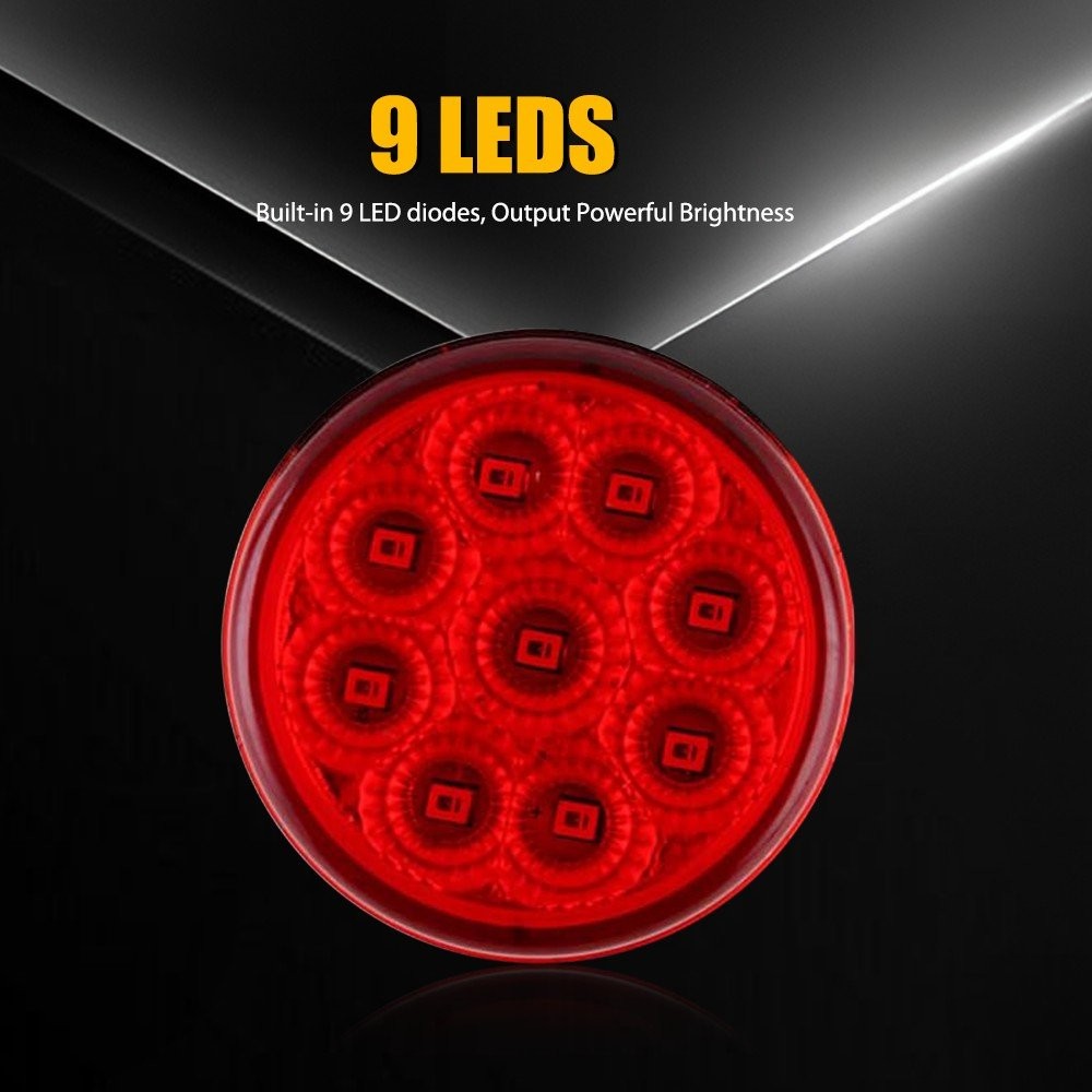 2″ Round 9 LED Clearance Side Marker Light W/ Black Grommet For Truck UTV1-5set