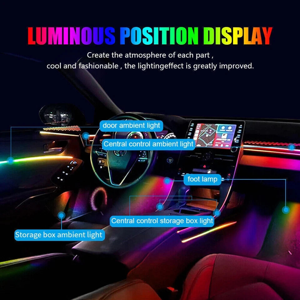 RGB Remote APP Car Symphony Ambient Light 256 Color Led Atmosphere Acrylic Strip