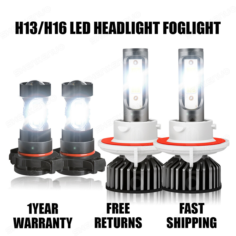 For Jeep Gladiator 2020-2022 6000k LED white Headlight hi/low+Fog Light Bulb Kit