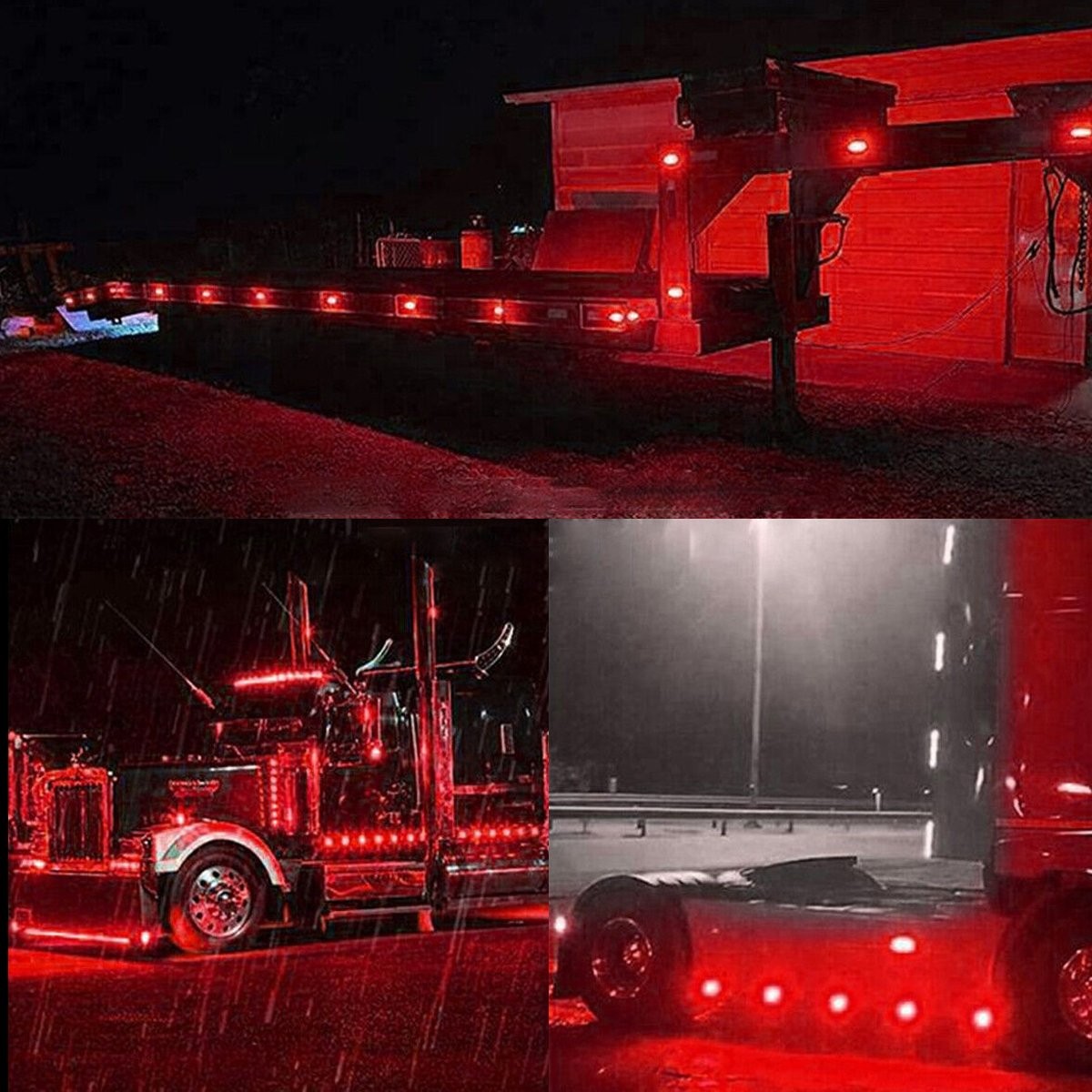 Amber Red 4-LED Clearance Side Marker Lights Truck Trailer Turn Light Signal 4Pc