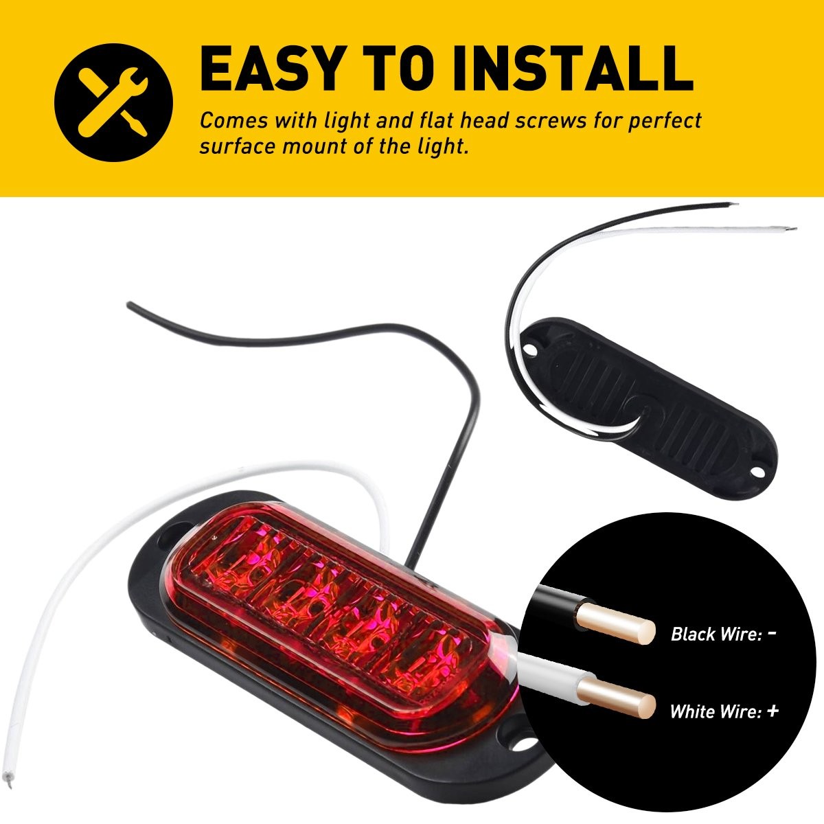 Universal 4PCS Red 4LED Oval Side Lights Clearance Indicator Lamps Marker US