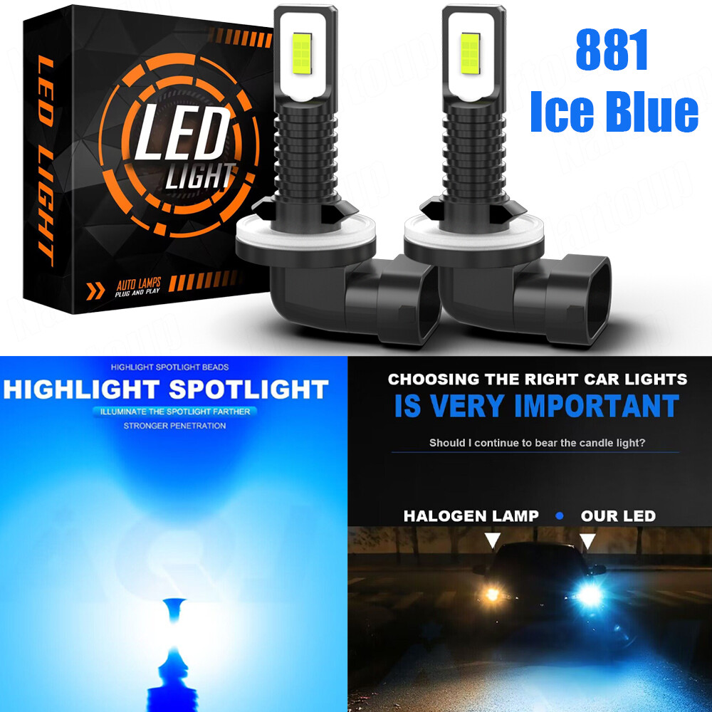 2x 100W LED Blue FogLight Bulb Daytime Running Projector 8000K H27W 881 894 889