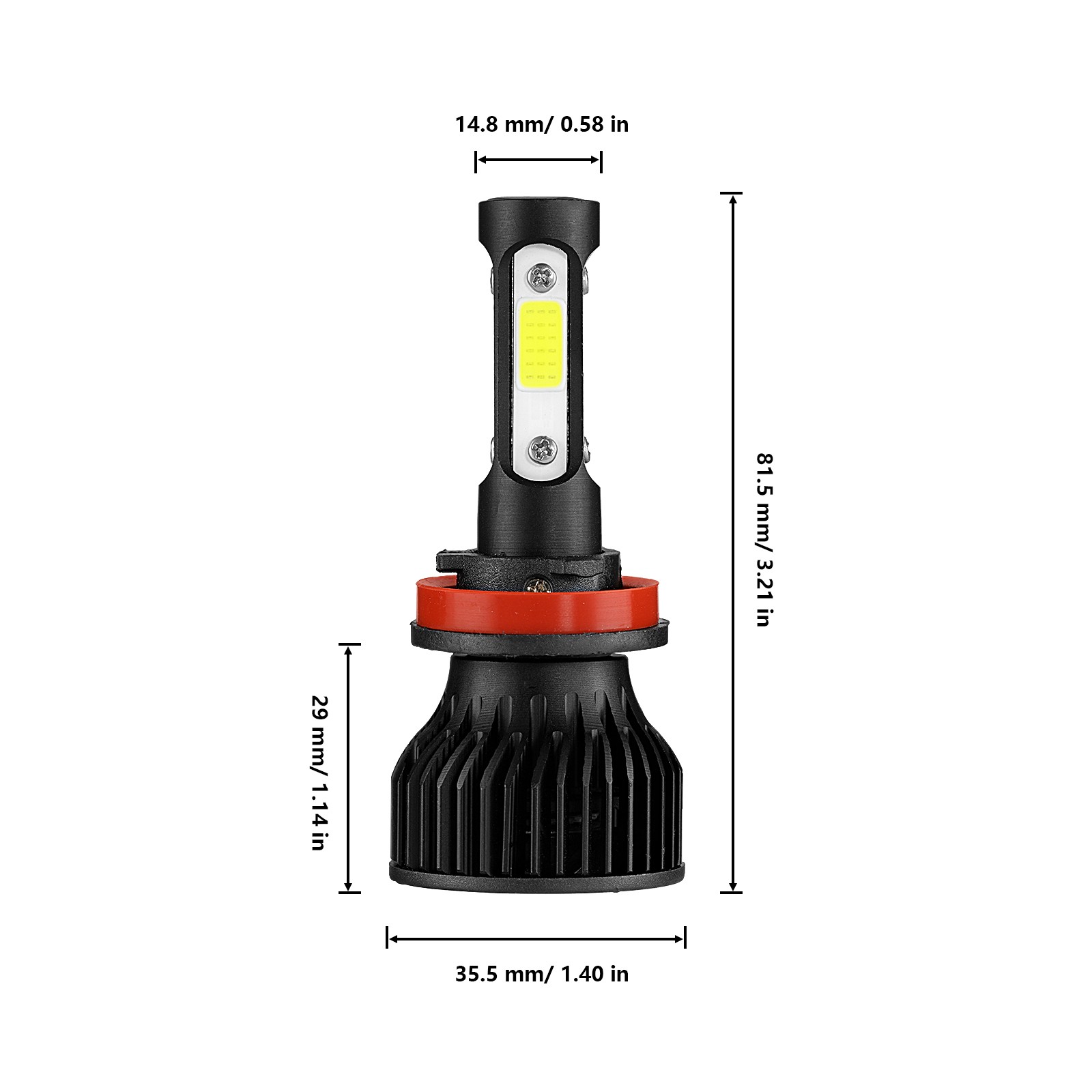 6-sides H11 H9 LED Headlight High Low Beam Combo Bulbs Super Bright White 6500K