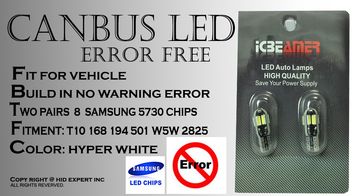 4 pc T10 Canbus Samsung 8 LED Chip Super White Fit Front Side Marker Light U872