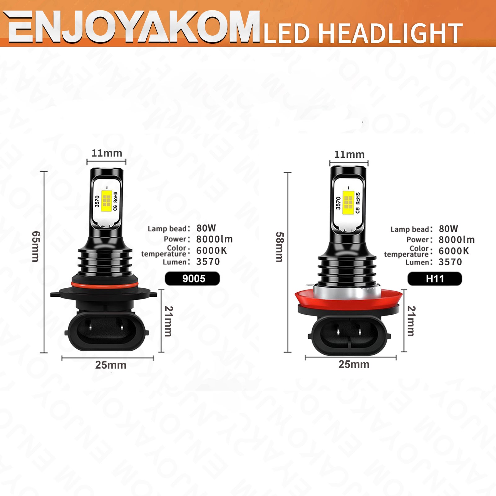 H11 9005 LED Headlights KIT Combo Bulbs 10000K High&Low Beam Super Bright White
