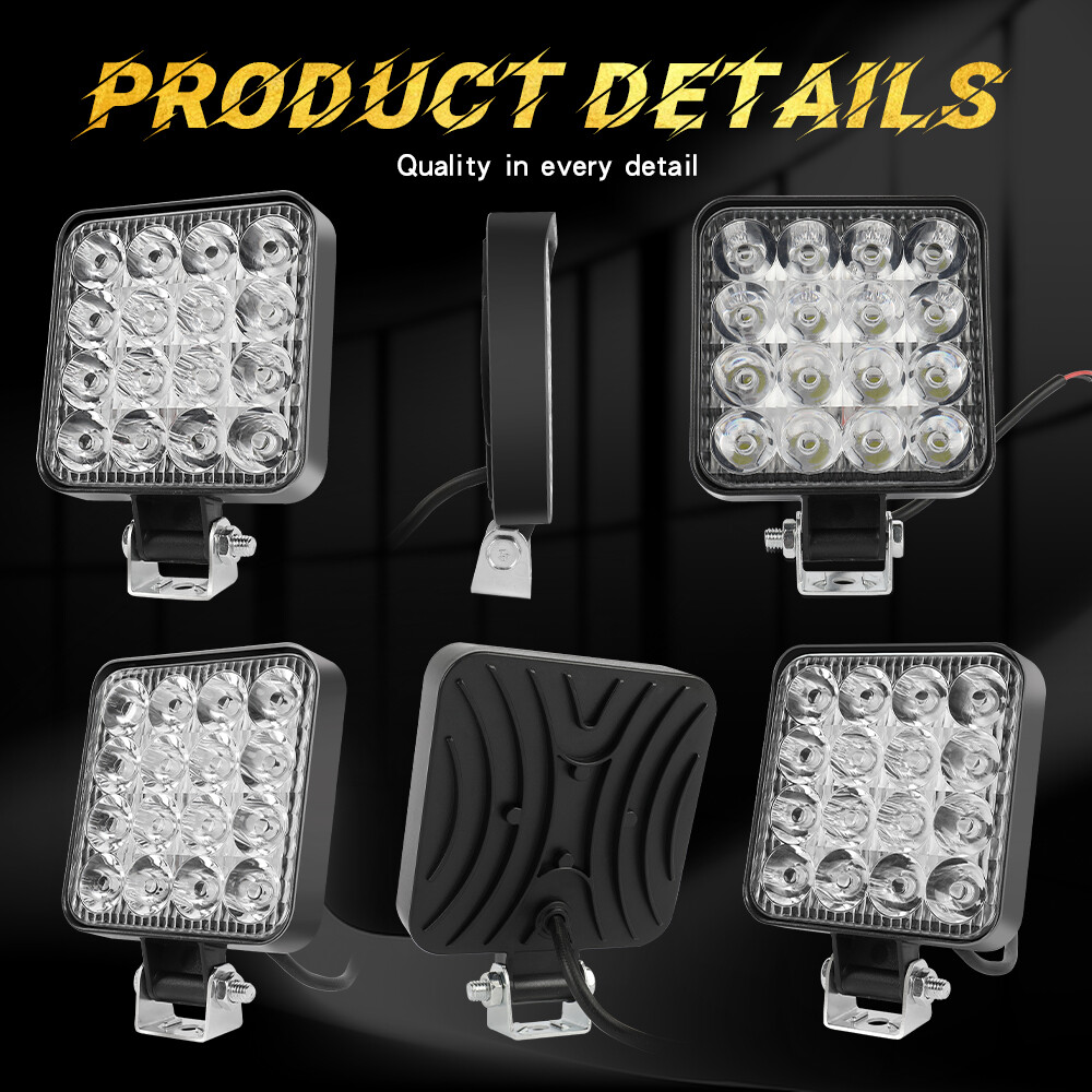 4INCH LED Work Light Flood SPOT Lights For Truck Off Road Tractor ATV Square 48W