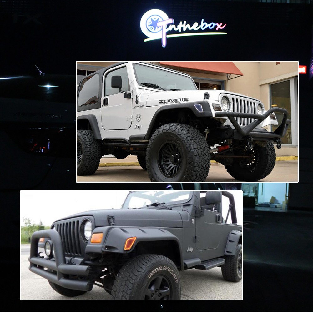 Smoke LED Front DRL / Side Marker Turn Signal Lights For 1997-2006 Jeep Wrangler