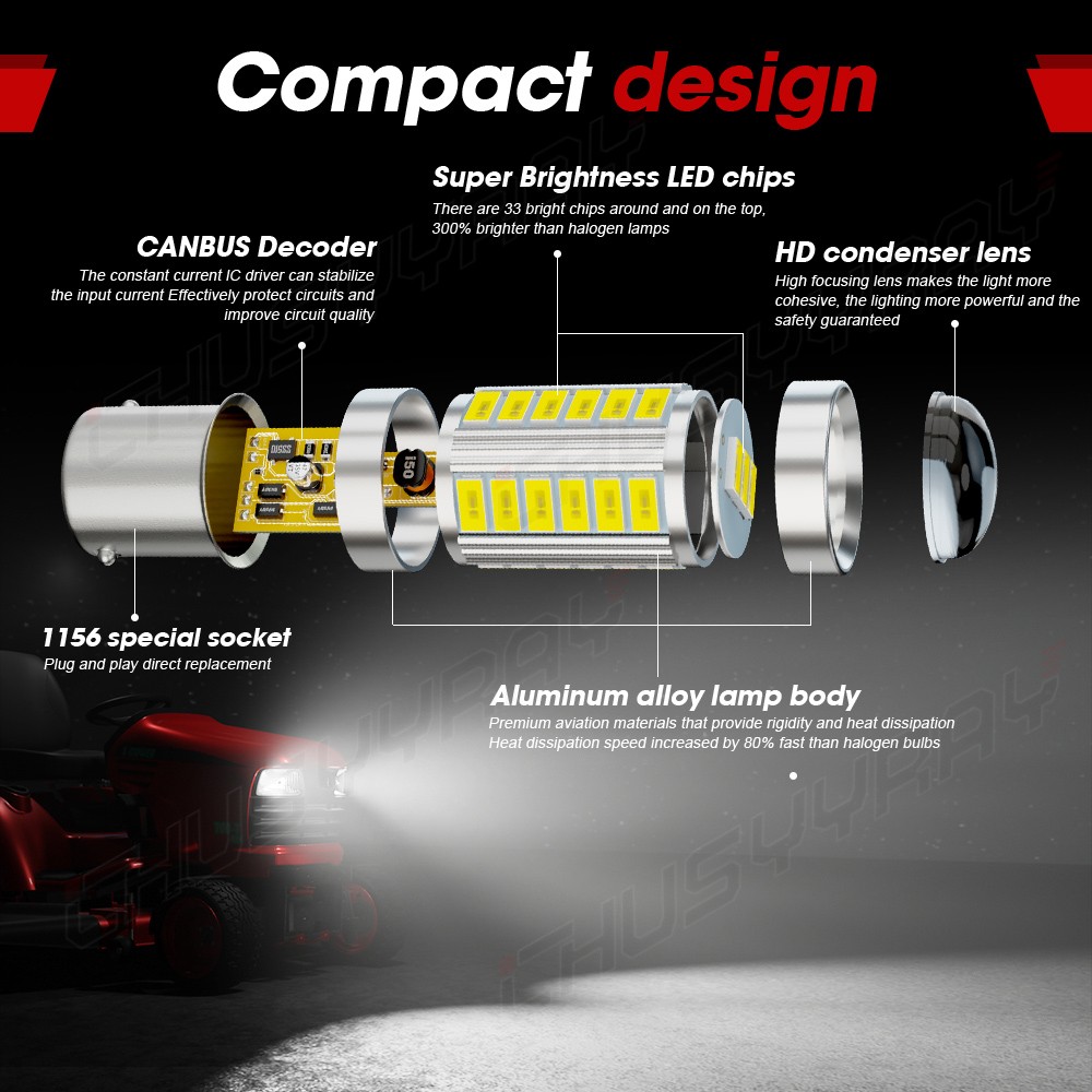 2 SUPER Blinding LED light bulbs for Deere S130 S140 S160 S170 S180 12v
