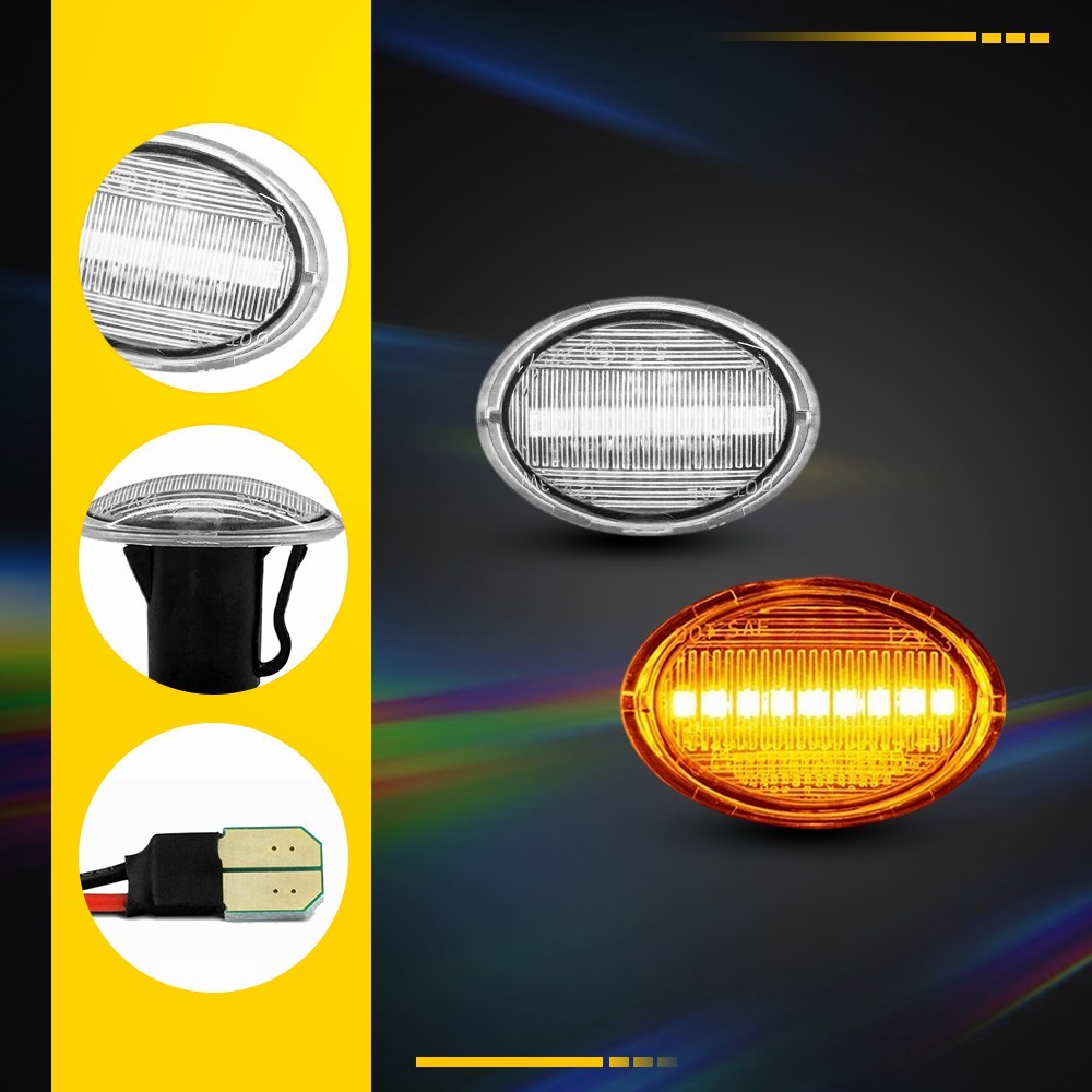 2X Amber LED Side Marker Lights Front Left Right For Fiat 500 500e 2007-2019 New
